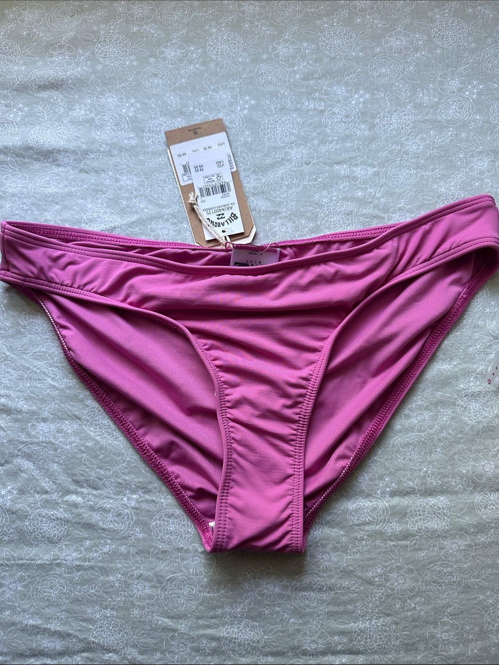 Billabong Pink Low-Rise Full Coverage Pink Bikini Bottom L